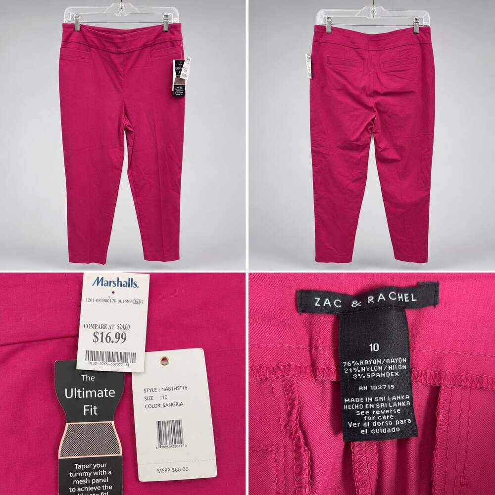 Zac & Rachel Women's Sangria Pull-On Pants Sz 10